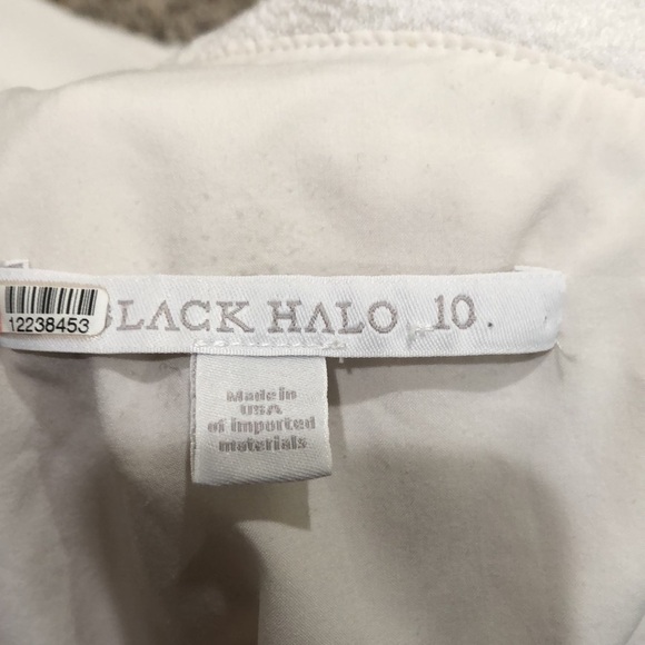 Black Halo Pravella Jumpsuit Size 10 White Ruffle One Shoulder Cropped Length - Picture 6 of 12